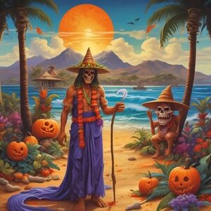 Vibrant Island Skeleton Art Print